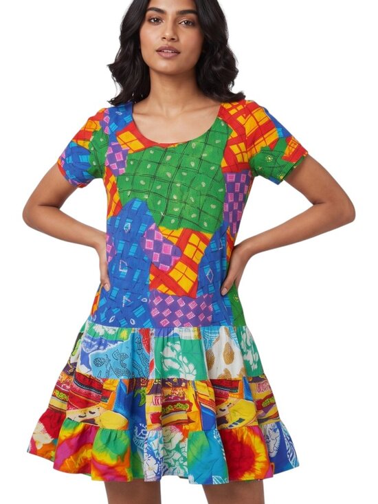 Jams World Dresses & Skirts - Vintage Jams World "Hattie" Drop Waist Patchwork Dress Medium Dopamine $135